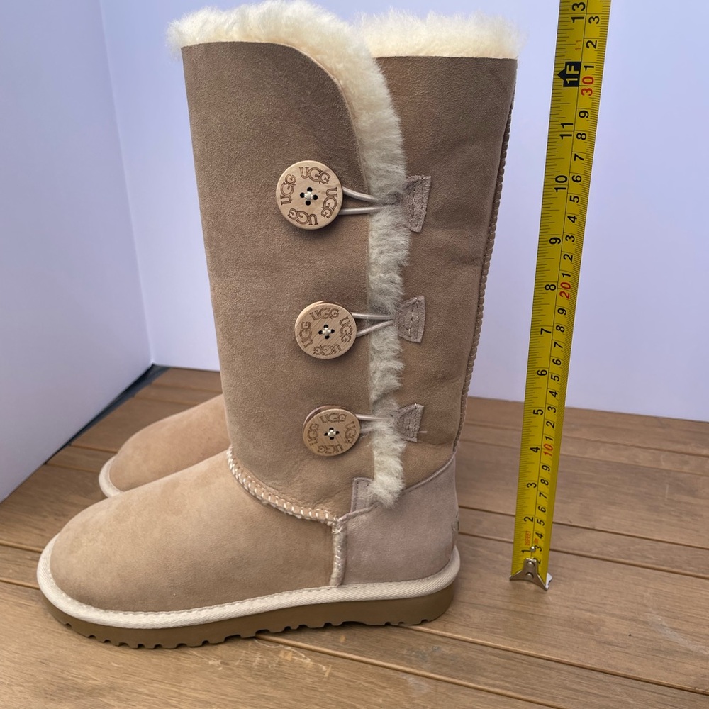 UGG Tall Button Boot in Chestnut Suede with Shearling Trim - Picture 5 of 7